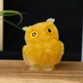 Yellow crystal resin owl figurine cute animal desktop ornament for home decor variant - Yellow Crystal