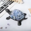 Natural crystal turtle figurine gemstone desktop ornament home office decoration gift craft - Celestite Turtle / Without Lights
