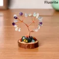 Arbre d'argent en pierre de cristal naturelle base en bois décoration de table maison - Fluorite