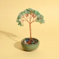 Arbre d'argent en cristal naturel bonsaï en pierre précieuse pour la chance déco 1pc - 9 Branches 9 Perles / Aventurine Verte