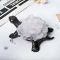 Natural crystal turtle ornament desktop decoration healing stone crystal tortoise figurine. - Clear Quartz Turtle / Without Lights