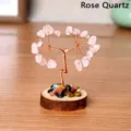 Arbre d'argent en cristal de quartz rose naturel arbre en pierre précieuse de fil - Quartz rose