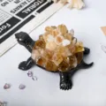 Natural crystal turtle figurine with citrine shell, cute desktop pet ornament for home. - Citrine Turtle / Without Lights