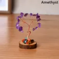Arbre à argent en cristal naturel fait à la main avec chips d'améthyste et base en bois - Améthyste