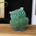 Green crystal resin owl figurine home office desk decoration cute craft ornament sculpture - Green Aventurine