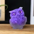 Purple crystal epoxy resin owl figurine, cute animal ornament for home desk and room decor. - Lilac