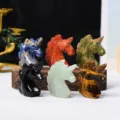 Natural crystal carved unicorn figurine gemstone animal ornament desktop home decor detailed view - Random Style