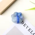Natürlicher Kristall Mini Katzenpfote Schnitzerei DIY Zubehör Heilstein Tasche Deko - Blauer Aventurin