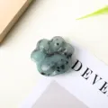 Natural Crystal Cat Paw Carving DIY Stone Healing Mini Gemstone Pocket Palm Decor Piece - Black White Dots