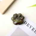 Natural crystal cat paw carving, charming unakite stone pocket palm stone for DIY jewelry making. - Dragon Blood Stone