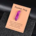 Electroplated purple crystal pillar pocket hug with greeting card, perfect healing stone gift. - Electroplated Purple