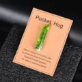 Green crystal pocket hug token gift healing stone with motivational message card display - Electroplated Green