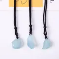 Natuurlijke ruwe aquamarijn kristal hanger ketting met zwart gevlochten touw, mineraal sieraad. - Aquamarijn Ruwe Steen Hanger