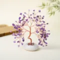 Natural Amethyst Crystal Money Tree Gemstone Bonsai Wealth Tree Home Decor Ornament - Amethyst Round Base Crystal Tree / 21 Branches 7 Beads
