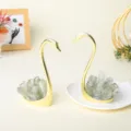 Natuurlijk groen kristal cluster gouden zwaan ornament bureau decoratie item - Paar Zwanen (Groene Kristal)