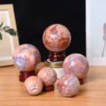 Natural sakura agate crystal ball ornament polished gemstone sphere for home decor. - Diameter 4-5cm