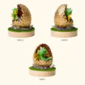 Green baby dragon hatching from golden egg nightlight with natural crystal base decor. - Green Dinosaur Egg Night Light