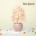 Arbre en Cristal de Quartz Rose et Arbre d'Argent en Pot en Céramique Décoration - Quartz rose
