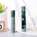 Natural moss agate crystal cylinder ornament, energy column for home and office decor. - Height 20-23cm
