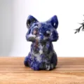 Natural crystal carved cute cat figurine gemstone animal ornament for home desktop decoration - Blue Sodalite Cat