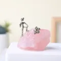 Figurita minero cuarzo rosa piedra bruta cristal adorno espécimen mineral estilo plata - Cuarzo Rosa Minero