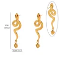 Gold plated snake earrings with red eyes and heart pendant. Retro vintage jewelry for women. - E7279G
