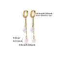 Gold Plated Stainless Steel Pearl Tassel Hoop Earrings Retro Elegant Jewelry For Women - E7345G