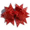 Red gold glitter swallowtail hair bow for children fish scale hair accessory for girls - Red