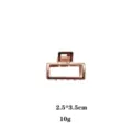 Vista dettagliata della molletta per capelli in metallo rettangolare oro rosa, leggera. - 3.50cm / Stile Rettangolare / Oro rosa