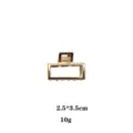 Molla per capelli rettangolare in metallo dorato, dimensioni compatte 2.5x3.5cm, accessorio. - 3.50cm / Stile Rettangolare / Oro