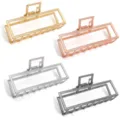 Set 4 mollette per capelli rettangolari in metallo, eleganti pinze geometriche cave donna. - 7cm / Set 5 / 4 Pezzi
