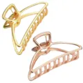 Set di mollette per capelli in metallo oro e oro rosa, eleganti fermagli per donne e ragazze. - 7.5cm / Set 1 / 2 Pezzi/Confezione