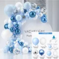 110 stuks ballon slingers boog set macaron blauw wit metallisch confettiballonnen feest - Blauwe Ballon Set 01