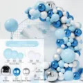 101stuks ballonnenboog set met blauwe witte en zilveren ballonnen voor feest decoratie. - Blauwe Ballon Set 02
