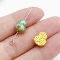 Stile cinese antico oro goccia olio zucca moneta DIY gioielli distanziatori perline accessori - Perla Distanziatrice Zucca Moneta (28554) / 1 Pezzo (10x9x6mm) / Verde