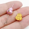 Splendide perline distanziatrici a zucca smalto e oro stile cinese per braccialetto DIY. - Perla Distanziatrice Zucca Moneta (28553) / 1 Pezzo (10x9x6mm) / Viola