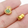 Perlina distanziatrice zucca smalto oro antico per creazione braccialetti DIY, amuleto fortuna. - Perla Distanziatrice Zucca Doppia Faccia (28562) / 1 Pezzo (10x8x4.5mm) / verde rosa