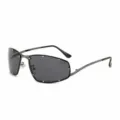 Y2K Metall Sonnenbrille für Damen, strassbesetzte stylische Club Party Brille Sonnenbrille - Schwarz