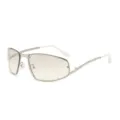 Y2K Metall Sonnenbrille Damen Strass Verlaeuft Mode Brille Trendige Streetwear Style - Silber/Transparent