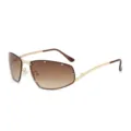 Occhiali da sole metallo donna Y2K strass lenti sfumate marroni moda tendenza - Oro Doppio Marrone