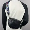 Threebox moda uomo borsa a tracolla casual con cinghia colorata borsa a spalla chic - Nero