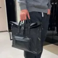Sac bandoulière d'affaires rétro en cuir pour hommes avec boucle et poignées pour bureau. - Noir