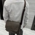 Sacoche homme marron à carreau en PU sac bandoulière décontracté style rétro vintage - 5 Pouces / Café