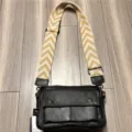 Borsa a tracolla da uomo in pelle PU nera con ampia tracolla a chevron borsa casual - Nero (Stile 49)
