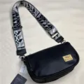 Borsa a tracolla da uomo in pelle nera con tracolla larga geometrica casual borsa. - Nero (17)