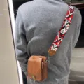 Borsa a tracolla verticale casual da uomo con cinturino geometrico per lavoro - Marrone chiaro