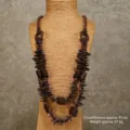 Vintage bohemian handmade coconut shell wooden long layered sweater chain necklace women - Natural Wood Style 4