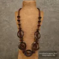 Vintage bohemian long wooden beaded necklace handmade coconut shell sweater chain - Natural Wood Style 6