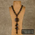 Vintage bohemian handmade coconut shell long necklace multi-layer pendant sweater chain - Natural Wood Style 7