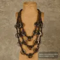 Vintage Bohemian multilayer coconut shell beaded long sweater chain necklace for women. - Natural Wood Style 9